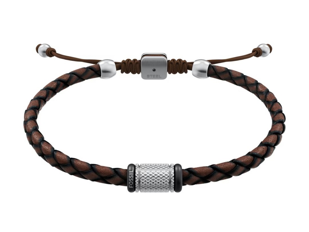Fossil Machine Armband Rondelles braunes Leder